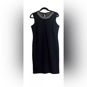 Dressbarn  Collection Dress Sz M Scuba Embellished Sleeveless Sheath Career